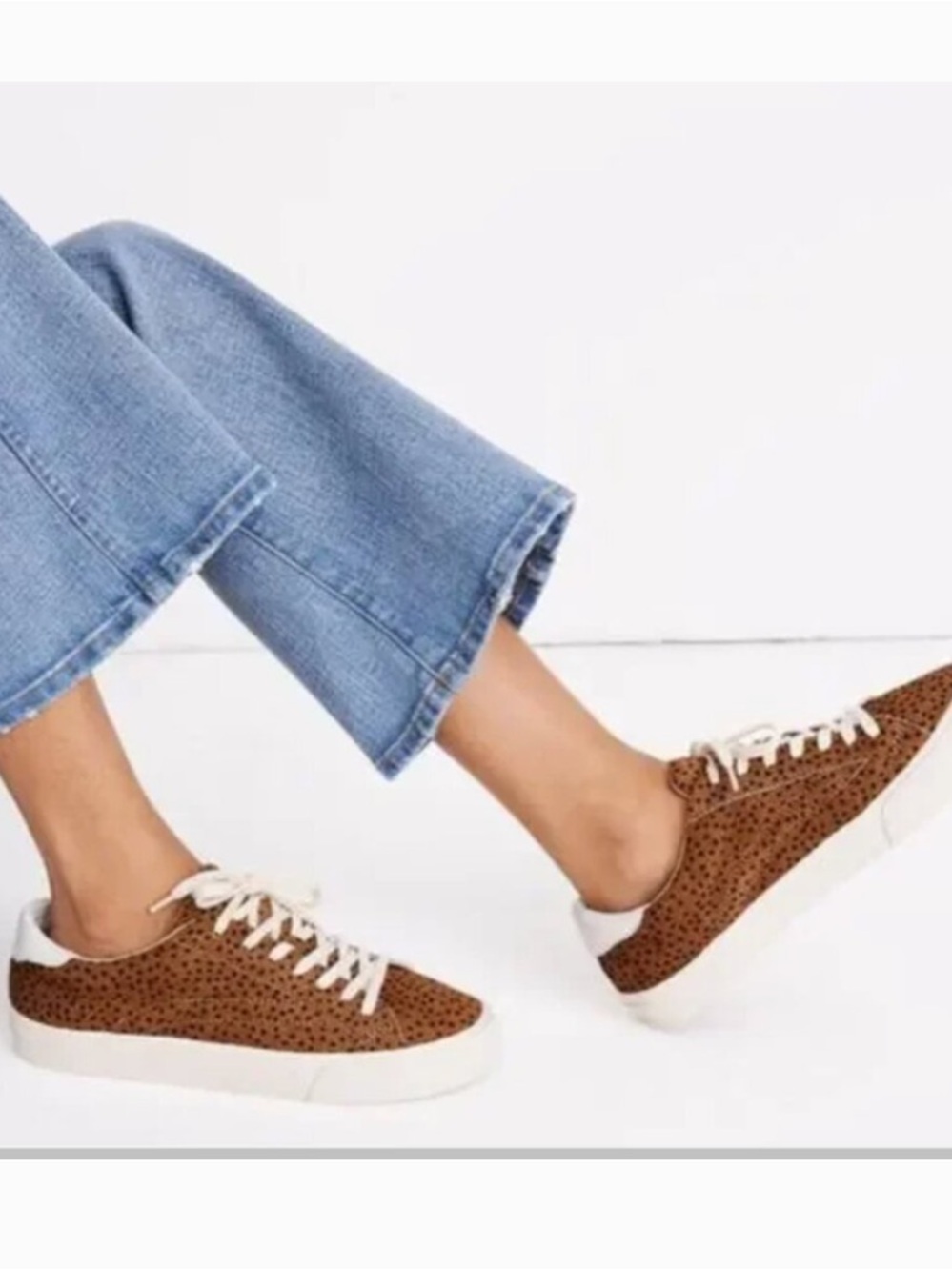 Madewell Sidewalk Sneakers in Spot Dot Calf Hair Low Top Womens Size 7